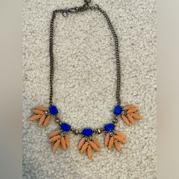 J crew statement necklace orange and blue - Picture 1 of 3